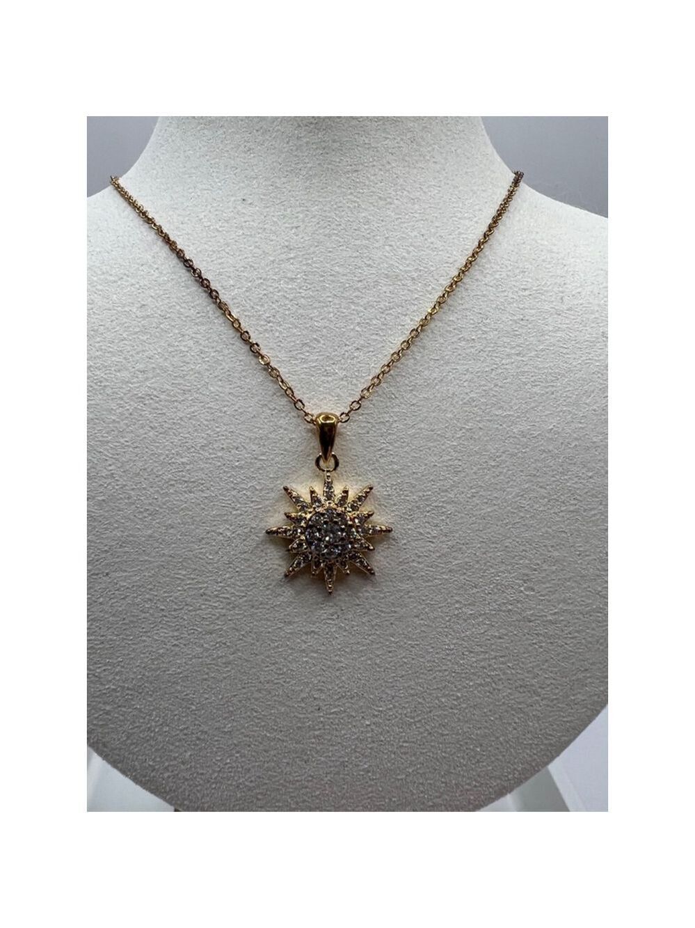 Women's Starburst Adjustable Gold Necklace 9-10in (1.5in pendant)